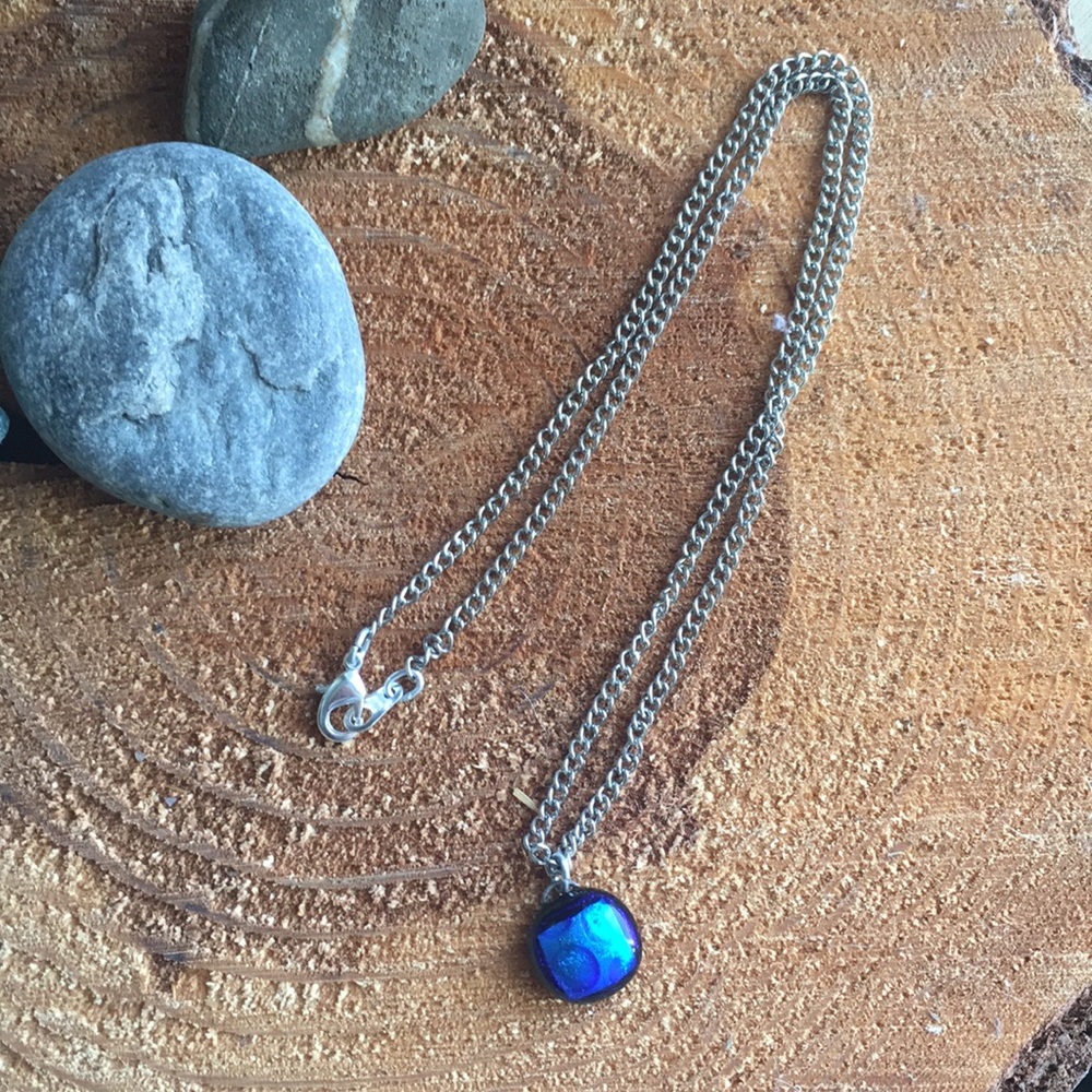 Cobalt blue glass necklace